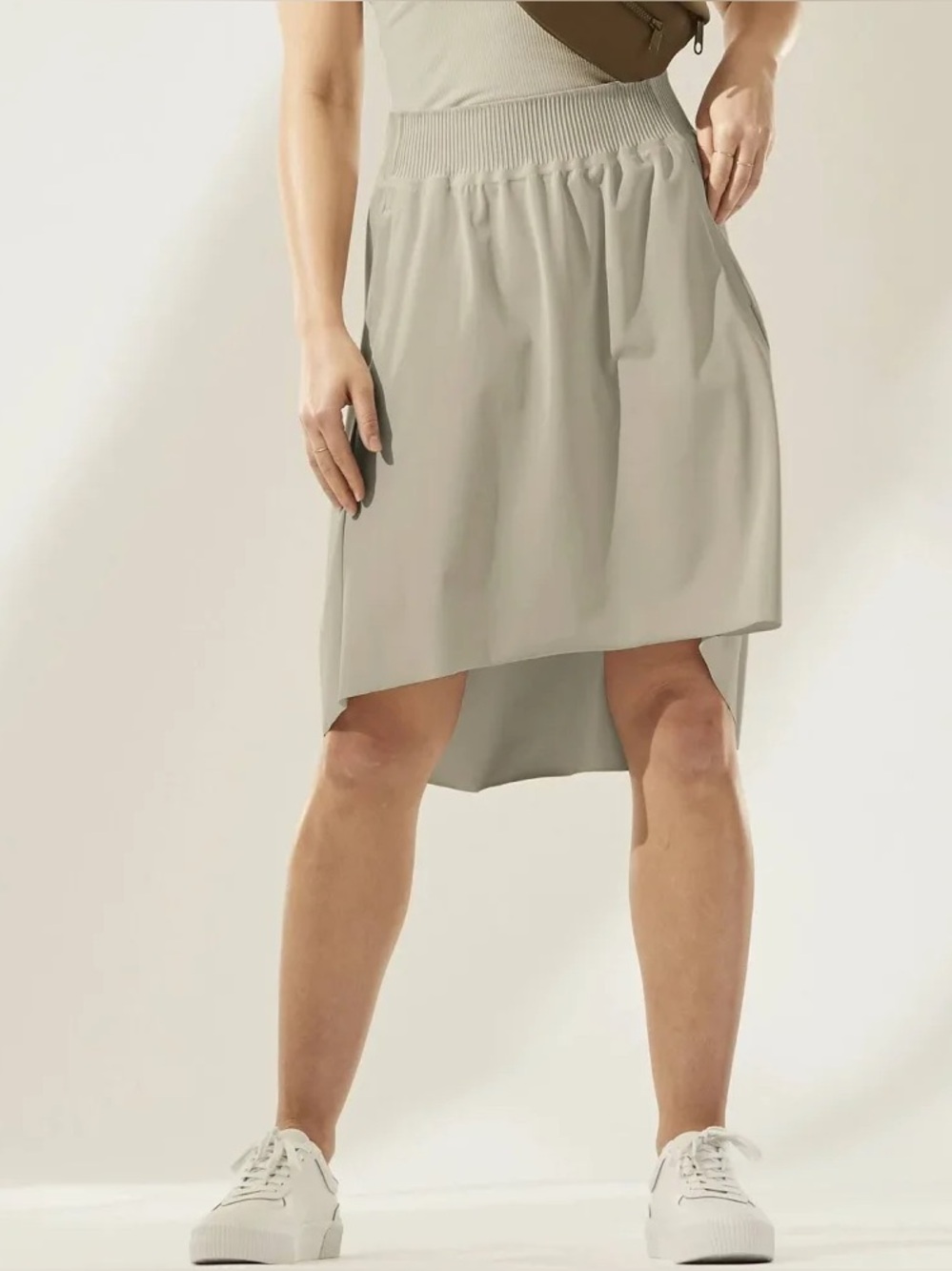 Athleta Cosmic Skirt Italian Euroluxe Smooth Fabric Lightweight NWT in Beige